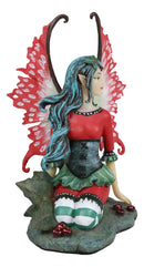 Ebros Amy Brown Christmas Red English Holly Berry Elf Fairy Figurine Holiday Fae Pixie