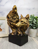 Ebros Gift 9" Tall Gray Wolf and Pup Head Bust Figurine with Black Pedestal