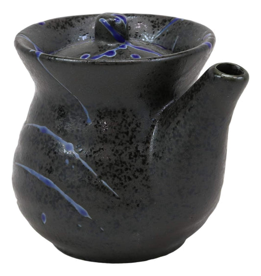 Blue Veins Art Traditional Japanese Tenmoku Glazed Porcelain Soy Sauce Dispenser