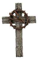 Rugged Crucifix With Faux Rusted Driven Nails And Crown Of Thorns Wall Cross 3D