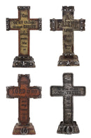 Pack Of 4 Rustic Western Inspirational Christian Bible Verses Standing Crosses