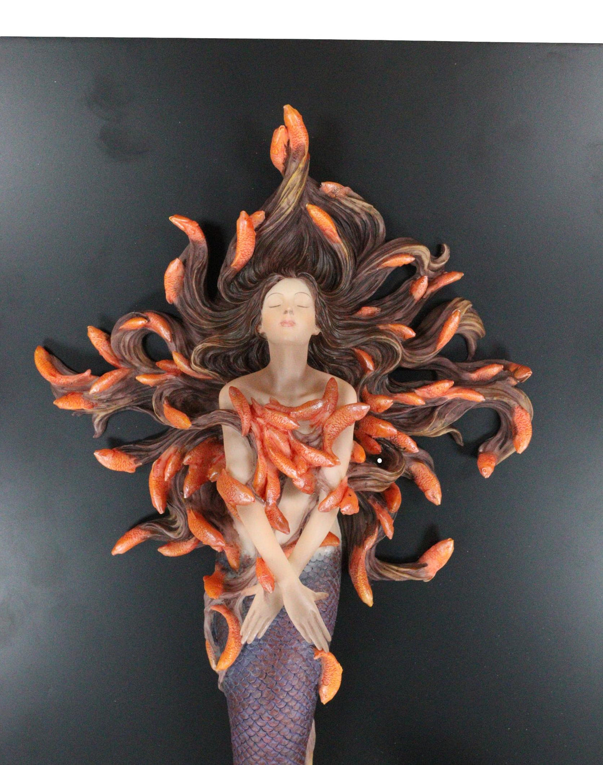 Sheila Wolk Metamorphosis Statue Mermaid With Goldfish Hair Easel Back Plaque - Ebros Gift