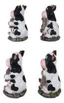 Ebros Farm Bovine Cow Sisters Figurine Set of Three 3.75"H Holding Funny Signs