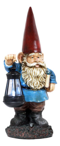 Ebros Whimsical Gnome Holding Book of Spells Solar LED Lantern Light Statue 17"H - Ebros Gift