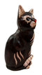 Balinese Wood Handicrafts Adorable Chocolate Feline Cat With Red Nose Figurine