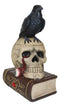 Gothic Crow Perching On Books And Skull With Plucked Eye Decorative Jewelry Box