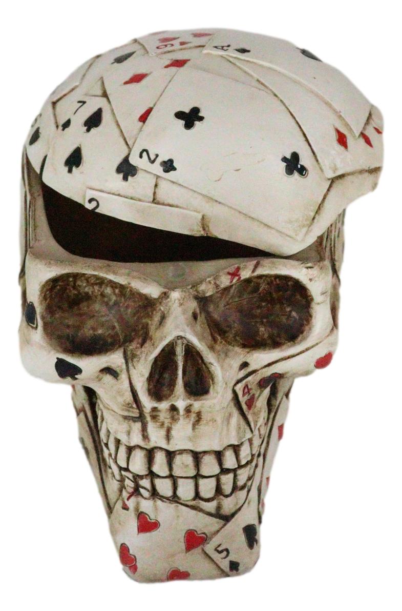 Ebros Ace Cards Royal Flush Poker Game Skull Utility Keepsake Jewelry Box Figurine