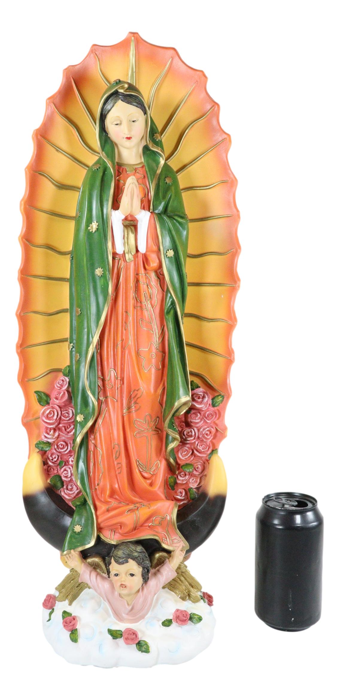 Our Holy Lady of Guadalupe With Angel And Roses Catholic Divinity Statue 22" H