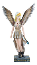 Ebros Large Mythical Goddess Tribal Warrior Medicine Fairy with Eagle Head Headdress Statue 14.75" Tall Whimsical Gaia Faerie Pixie Nymph with Ion Blue Magic Wand Fantasy Sculpture