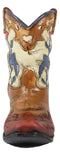 Set of 4 Rustic Western Tooled Leather Finish Cowboy Boots Miniature Figurines