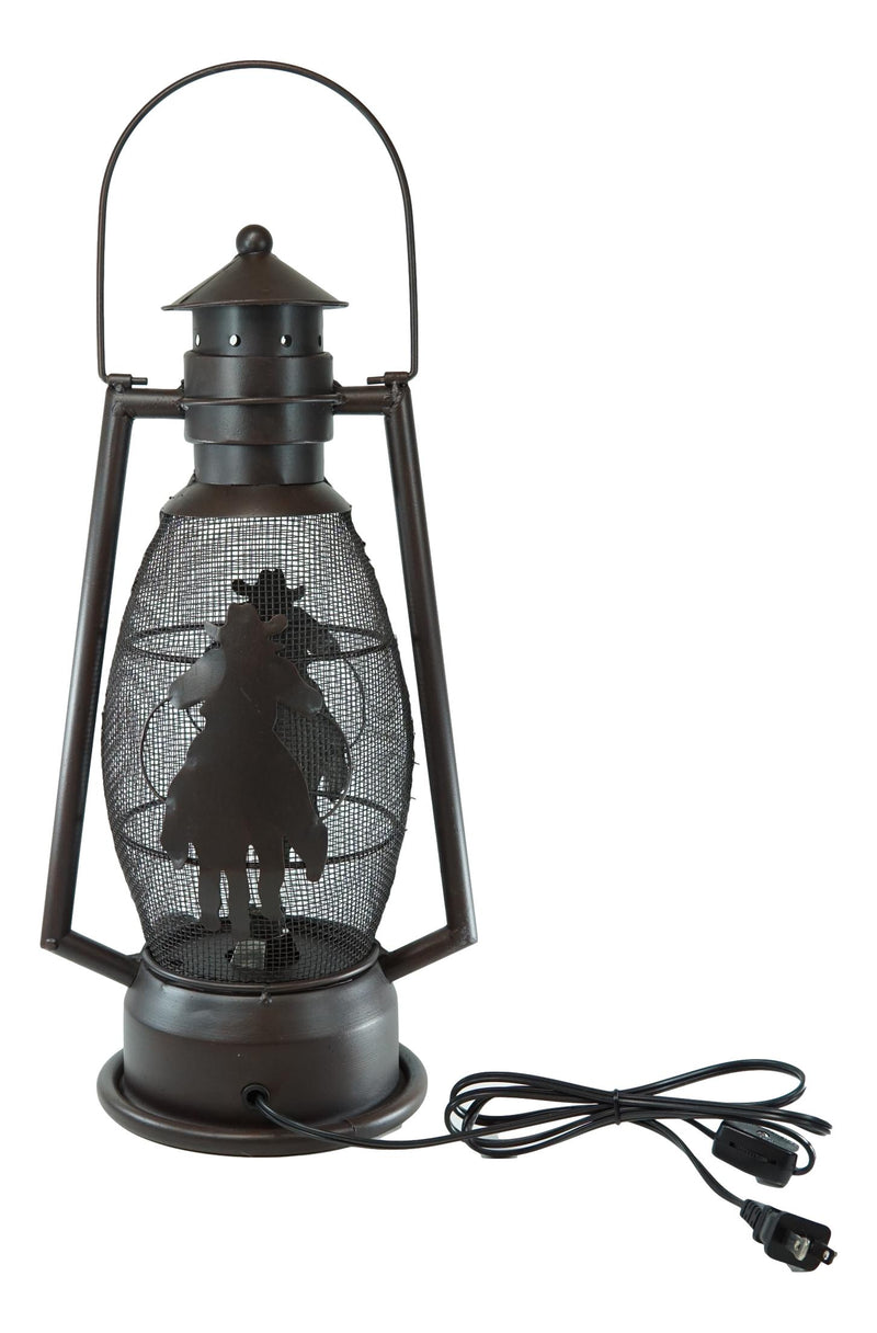 Old Fashioned Rustic Western Cowboy Electric Metal Lantern Lamp Or Shadow Caster