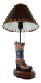 Western Patriotic American Flag Stars Stripes Cowboy Boot Table Lamp With Shade