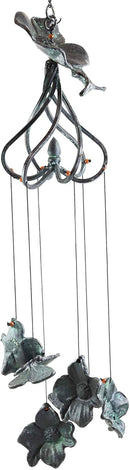 Ebros Gift Beautiful Cottage Garden Verdi Green Cornus Dogwood Flower Blossoms Aluminum Metal Mobile Wind Chime 31" Long Resonant Outdoor Whimsical Rustic Patio Deck Pool Decor Hanging Accessory