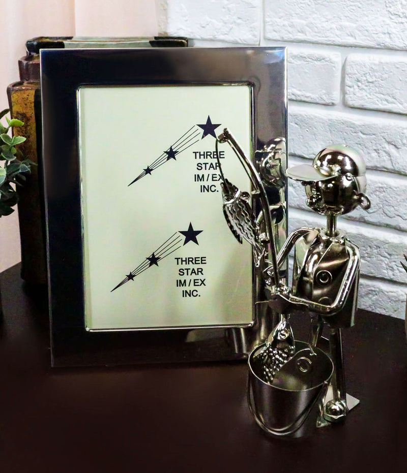 Ebros Marine Fisherman Metal Sculpture 5"X7" Picture Frame Vertical Horizontal Display