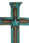 Large 21"H Rustic Wester Star Braided Ropes Turquoise Wood Layered Wall Cross