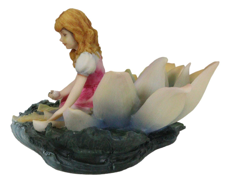 Thumbelina Of Lilies Girl Fairy Sitting On Water Lily Flower In Pond Figurine