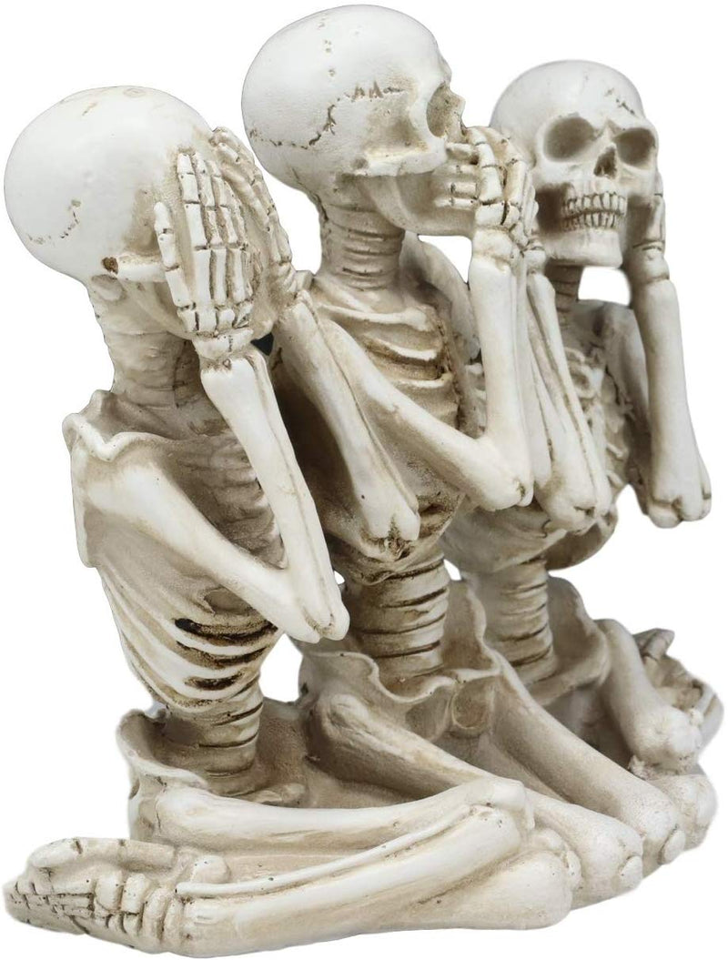 Ebros See Hear Speak No Evil Gossiping Sisters Female Lady Skeletons Statue 6"H