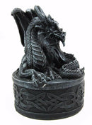 Celtic Knotwork Fantasy Fiery Dragon Guardian Round Decorative Trinket Box