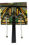 Louis Comfort Tiffany Mission Style Geometric Green Arrow Glass Shade Table Lamp