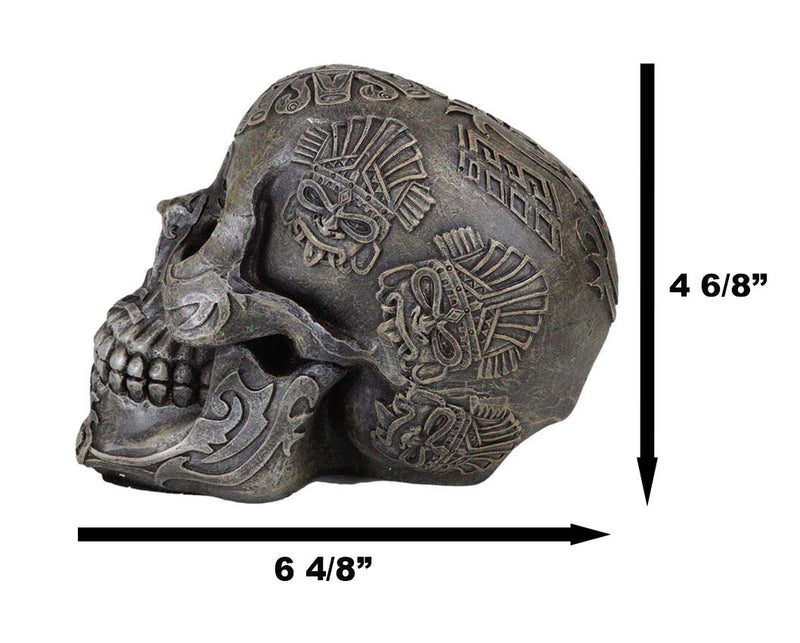 Mesoamerican Maya Aztec Skull Statue 5"Tall Tribal Tattoo Mexica Pantheon Gods