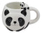 Ebros Giant Panda Bear Ceramic Coffee Mug With Sleeping Cub Latch On Spoon Set