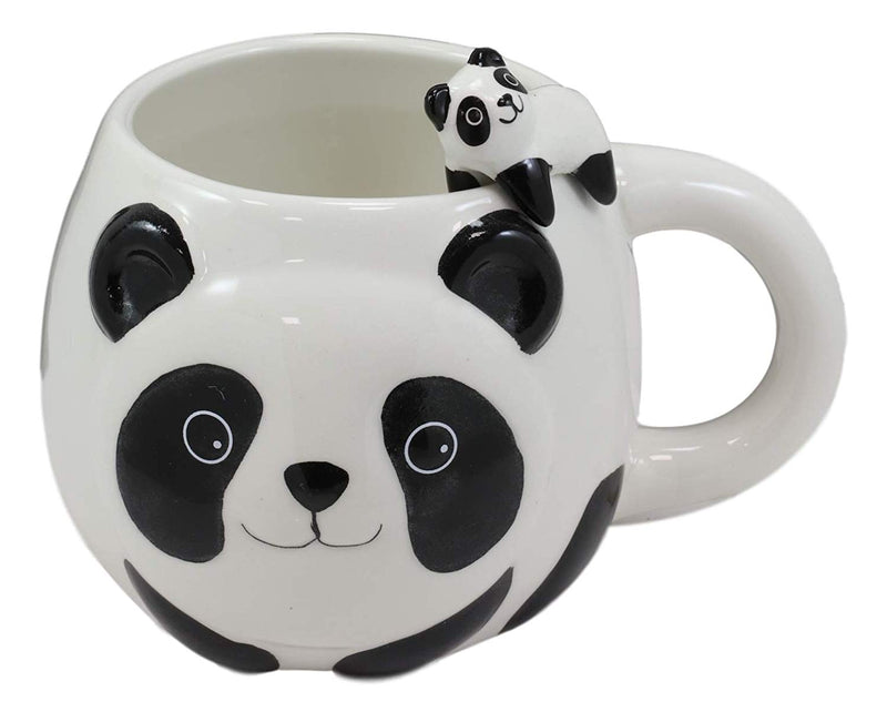 Ebros Giant Panda Bear Ceramic Coffee Mug With Sleeping Cub Latch On S–  Ebros Gift