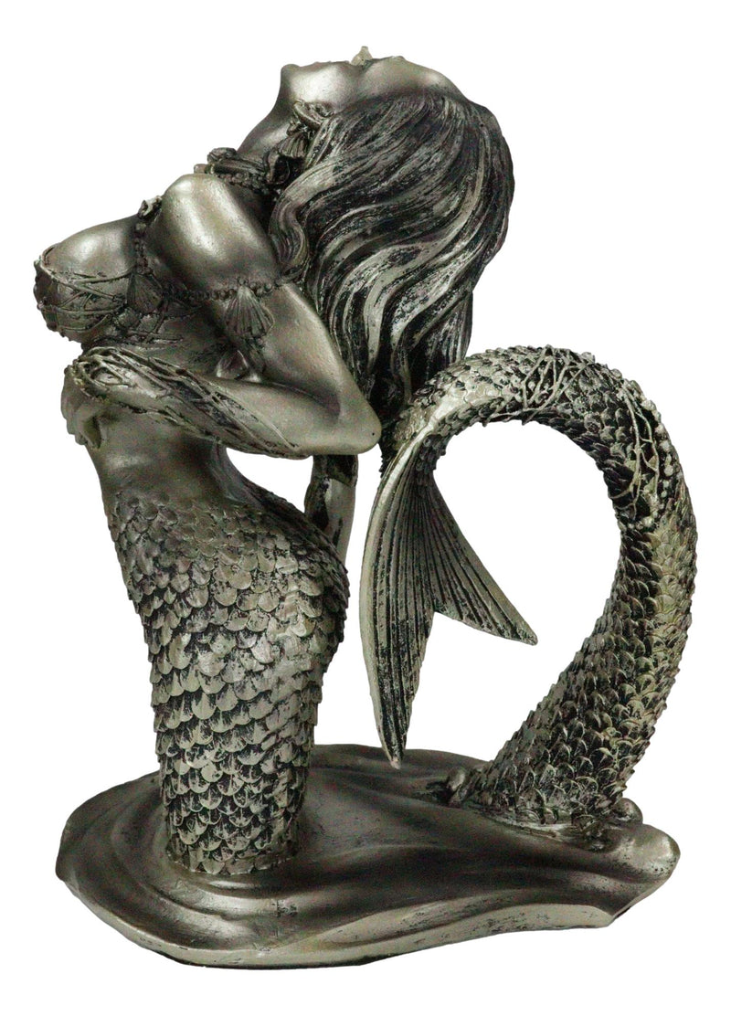 Nautical Seductive Siren of The Seas Nude Mermaid Rising Out Of Waters Figurine