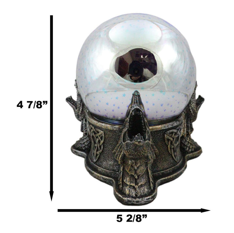 Celtic Trinity Knotwork Roaring Dragons LED Night Light Magic Stars Glass Ball