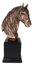 Rustic Western Long Mane Horse Stallion Head Bust 9"H Figurine With Trophy Base