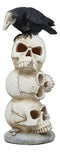 Ebros Gothic Raven Crow Bird Perching On Totem Stacked Skulls With LED Light Statue
