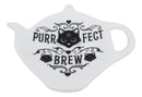 Pack Of 2 Wicca Purrfect Brew Cat Porcelain Tea Spoon Or Bag Rest Petite Plate
