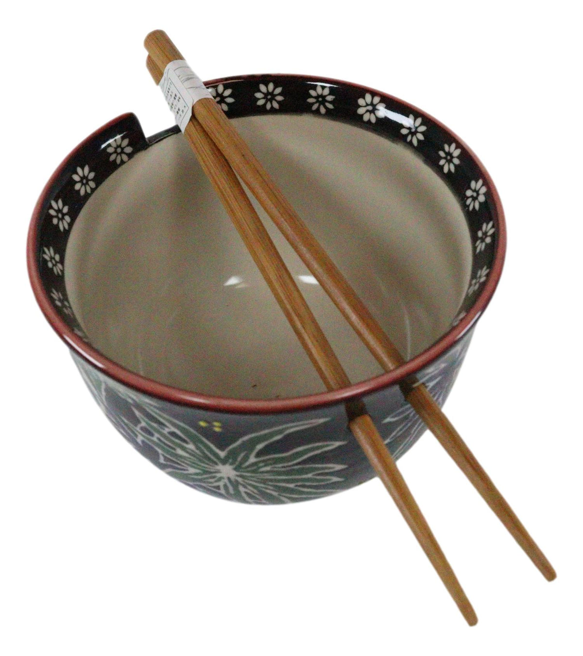 Ebros Pack Of 2 Night Willow Floral Bamboo Ramen Noodles Soup Bowl With Chopsticks Set