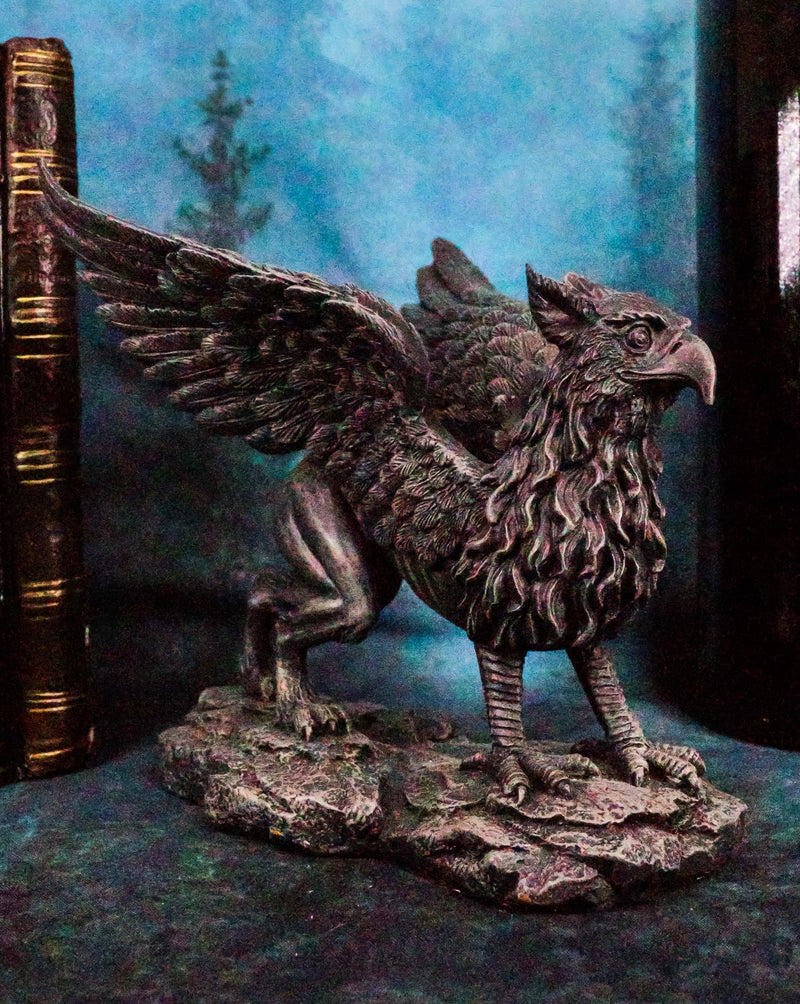 Gothic Stoic Royal Winged Griffin Gargoyle Statue 5.5" Long Gryphon Figurine