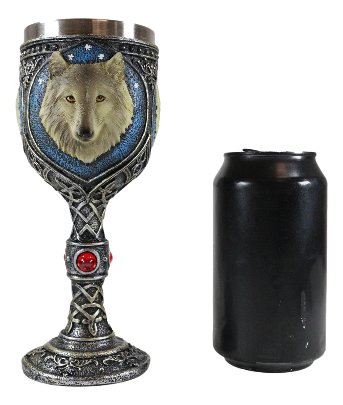 Ebros Alpha Gray Wolf Celtic Tribal Tattoo Red Crystal Magic Wine Chalice Goblet Cup