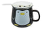 South Pole Aquatic Penguin Ceramic Coffee Tea Mug Drink Cup With Spoon And Lid