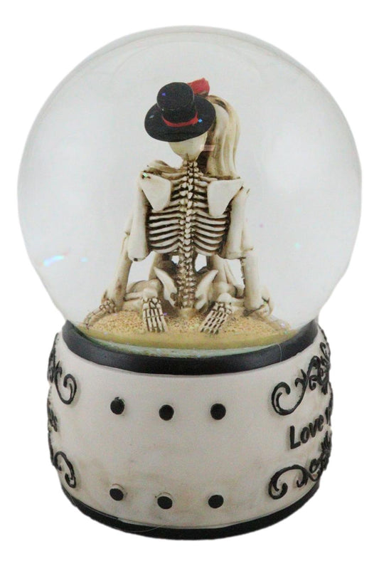 Day of The Dead Love Never Dies French Kissing Skeletons At Beach Water Globe