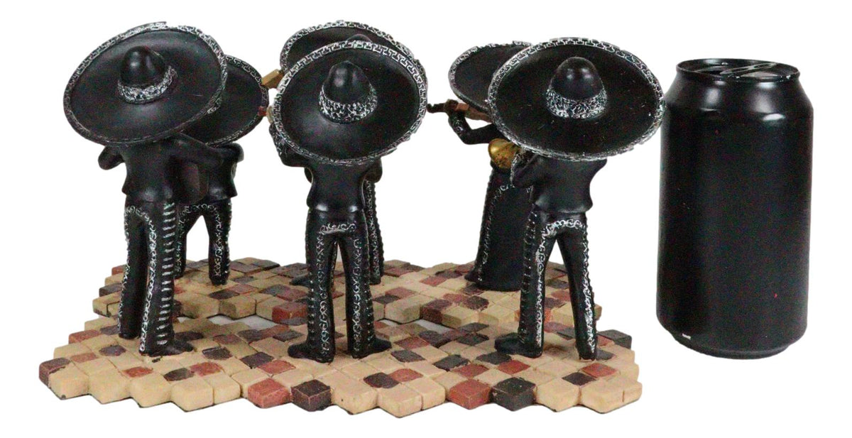 Day Of The Dead Black Mariachi Band Folk Musician Skeleton Figurines Set of 6 - Ebros Gift