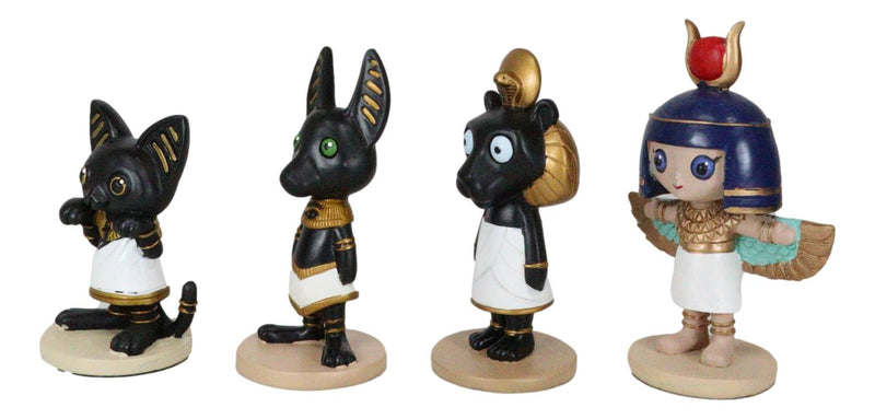 Ebros Gift Dollhouse Miniature Set of 4 Weegyptians Isis Bastet Anubis Sekhmet Egyptian Deities Figurine Collectible Set of 4