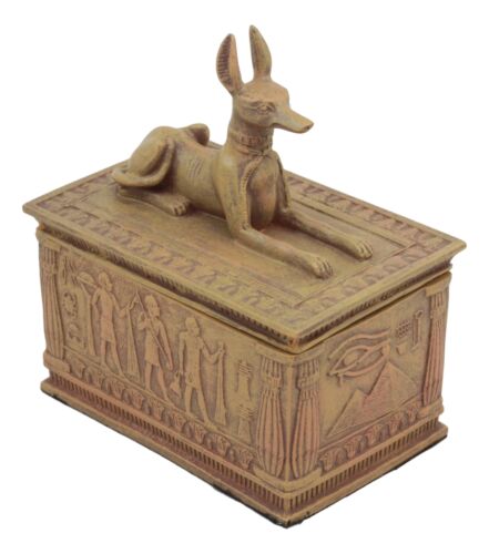 Ebros Eye Of Horus And Anubis Dog Egyptian Jewelry Box In Sandstone Finish 4.5"H