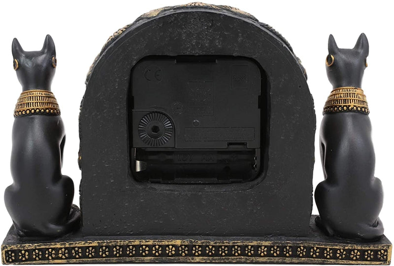 Ebros Ancient Egyptian Bastet Table Clock Statue 6.75" Long with Roman Numerals