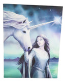 Ebros Anne Stokes North Star Witch Unicorn Wooden Framed Picture Canvas Wall Decor