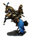 Large Medieval Jostling Lance Knight On Decorated Cavalier Horse Figurine Statue