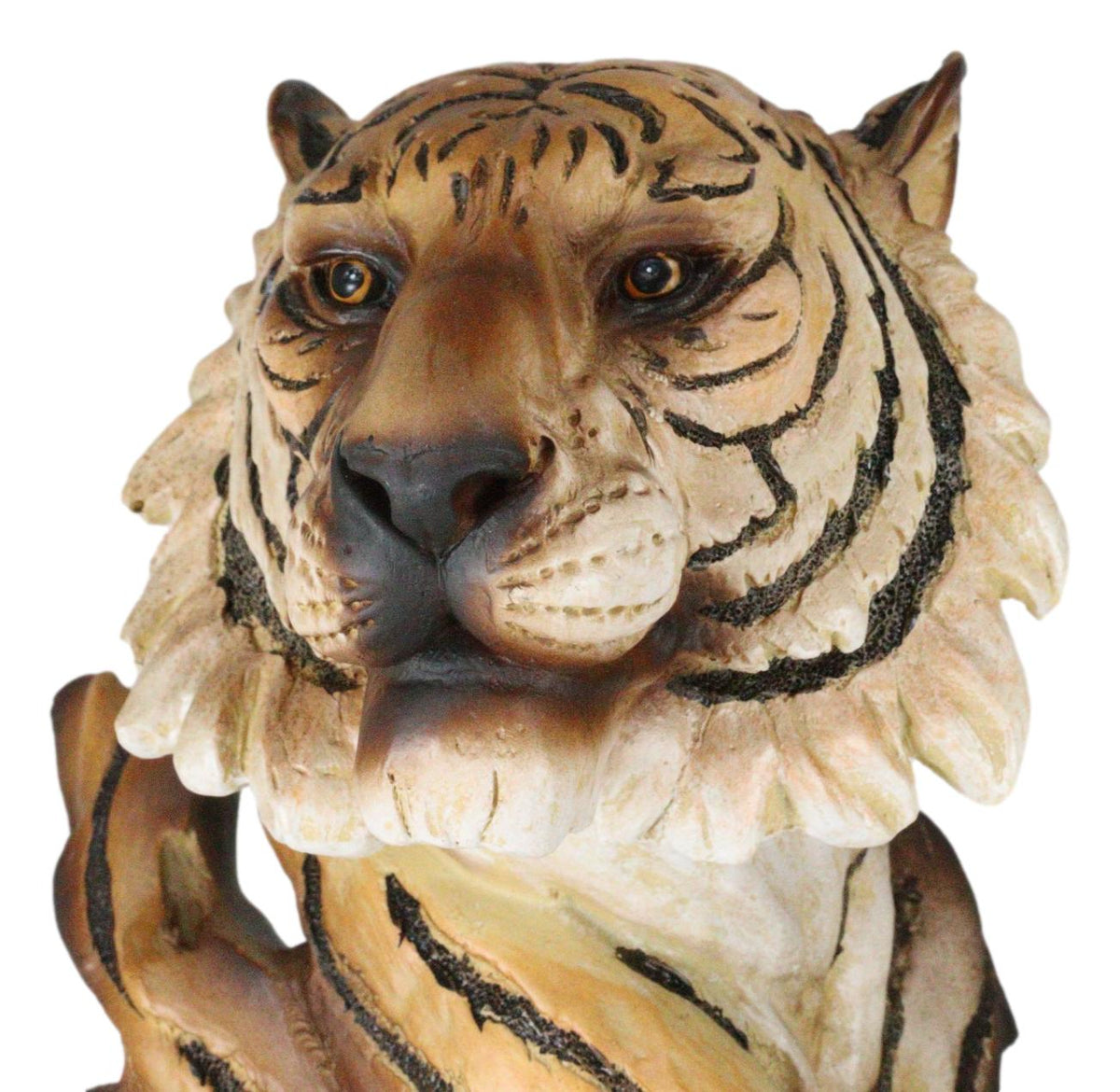 Faux Wood Large Exotic Jungle Wildlife Orange Bengal Tiger Bust Statue 11"Tall - Ebros Gift