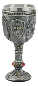 Ebros Heraldry Medieval Renaissance Royal Knight Suit of Armor Wine Goblet Chalice 5oz