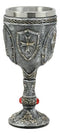 Ebros Heraldry Medieval Renaissance Royal Knight Suit of Armor Wine Goblet Chalice 5oz