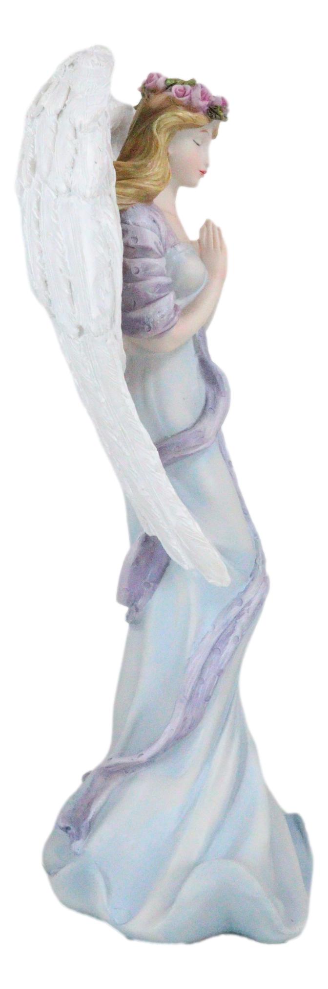 Inspirational Praying Pink Rose Angel of Serenity Sympathy And Love Figurine