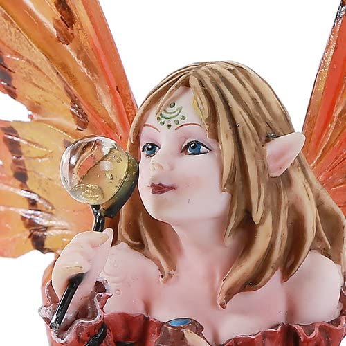Fantasy Autumn Fall Forest Monk Fairy Fae Blowing Wish Bubbles Figurine