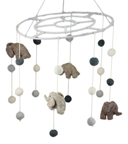 Fiona Walker England Handmade Organic Safari Elephant Nursery Mobile Baby Room - Ebros Gift