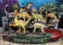 12 Miniature Prehistoric Dinosaurs With Volcanic Mountain Display Figurine Set