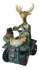 Rustic Western Elk Moose With Captured Man Hunter Driving ATV Car Figurine